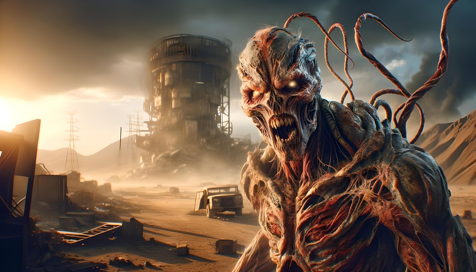 Post-Apocalyptic Super-Mutant in Wasteland Scene