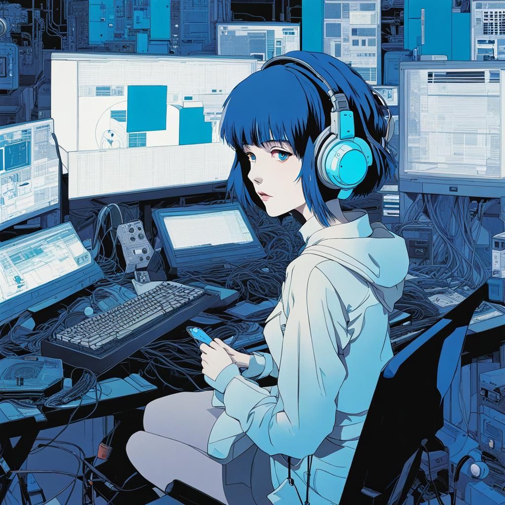 Lain from Serial Experiments Lain in Low Poly Style