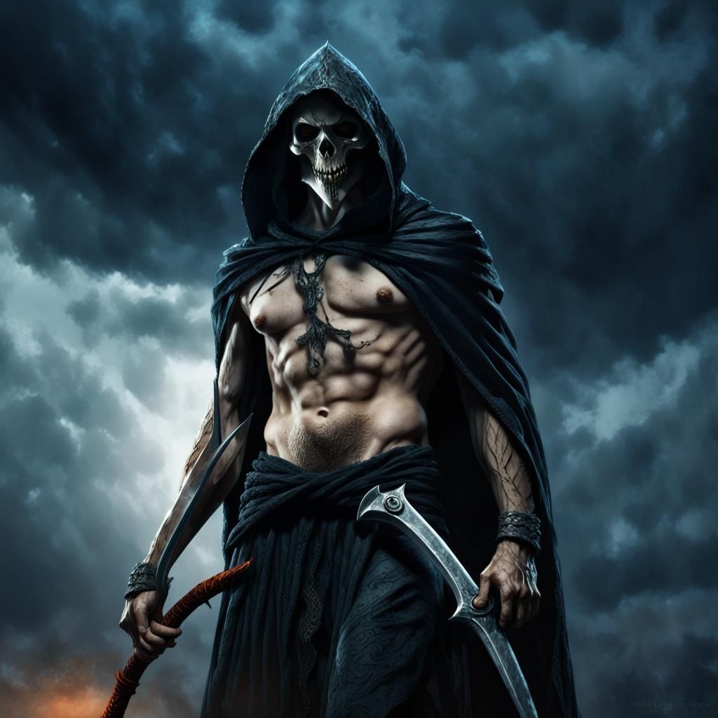 Dramatic Grim Reaper Concept Art in Dark Fantasy Style