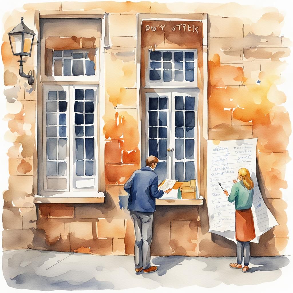 Watercolor Illustration of Notes on a Wall