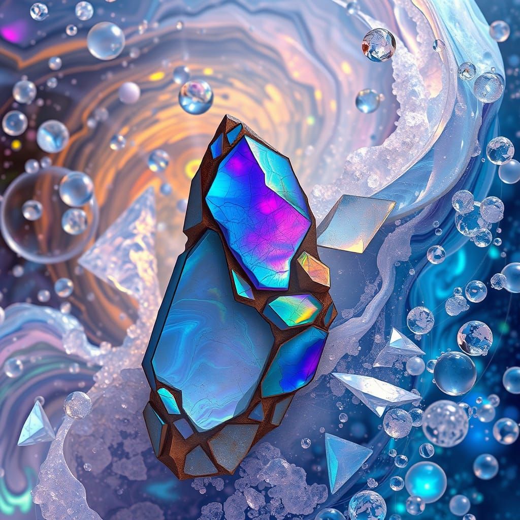 Holographic Astral Illustration with Iridescent Shards