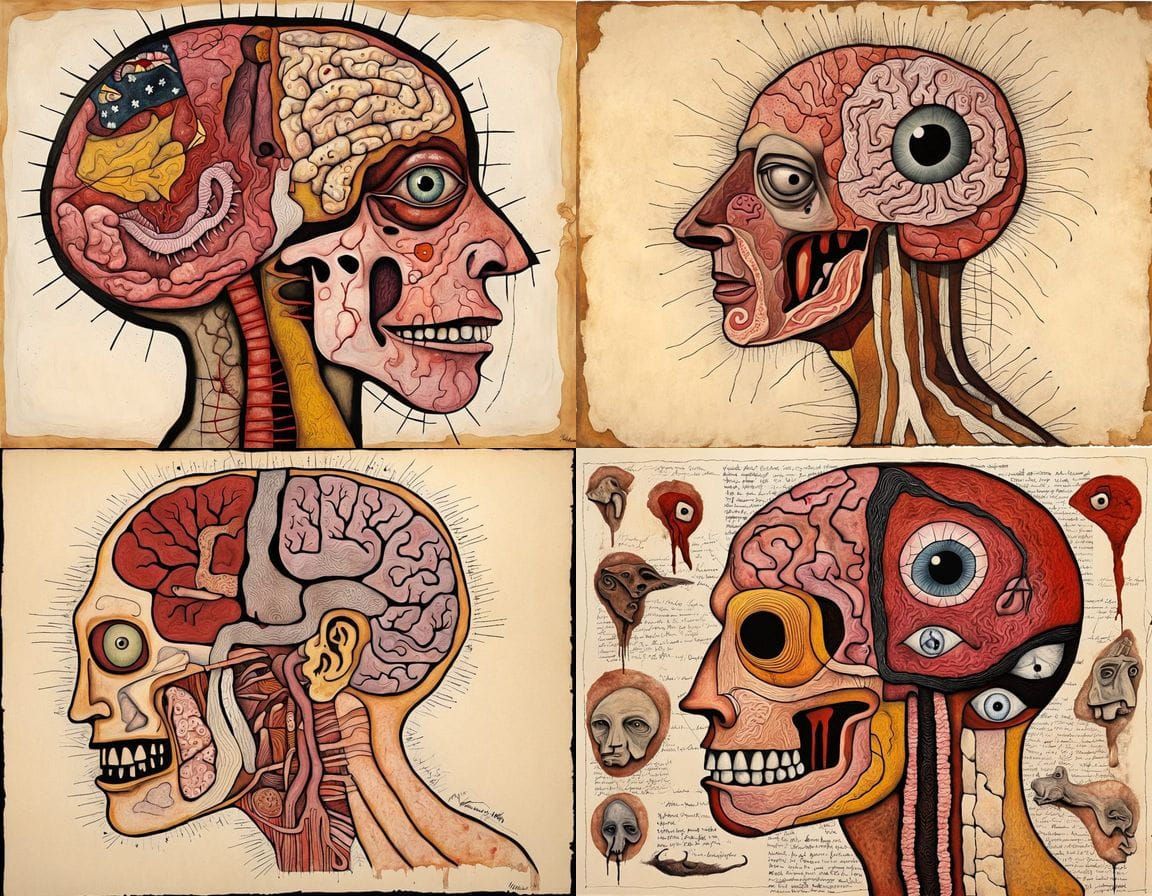 Surreal Horror Hybrid Autopsy in Mixed Media Style