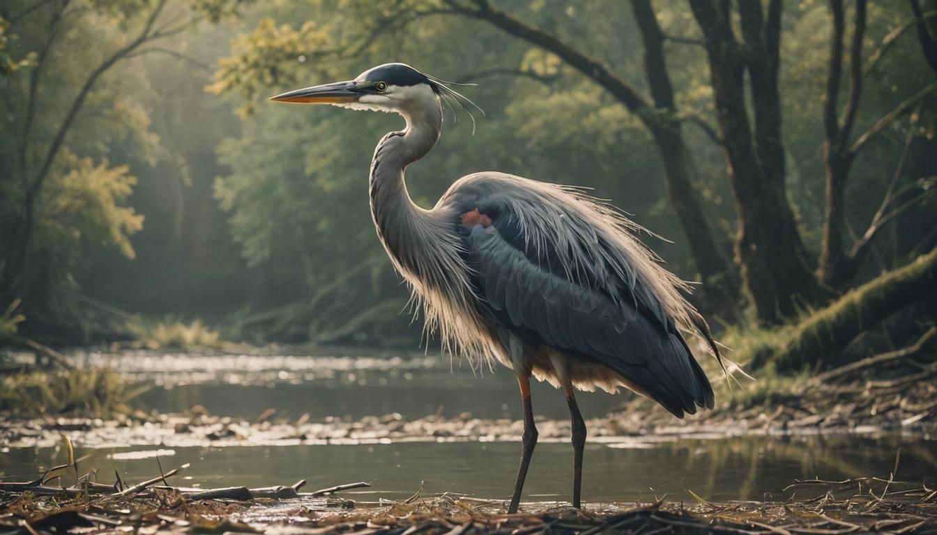 Heron in a Tutu: Cinematic Film Still