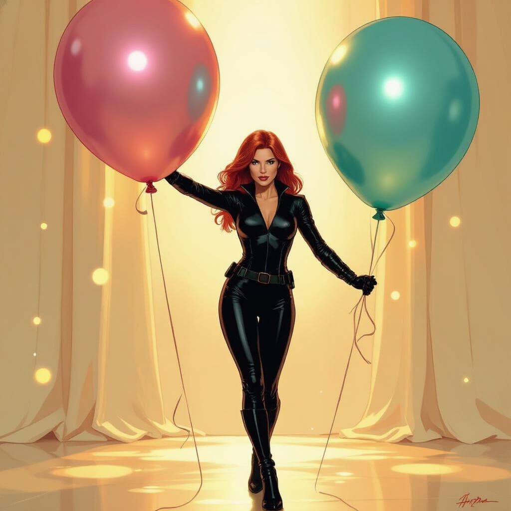 Natasha Romanoff with Party Balloon: A Granov-esque Scene