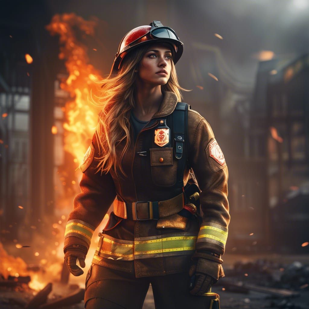 Firefighter Girl Battles Blaze: Art Nouveau Concept Art