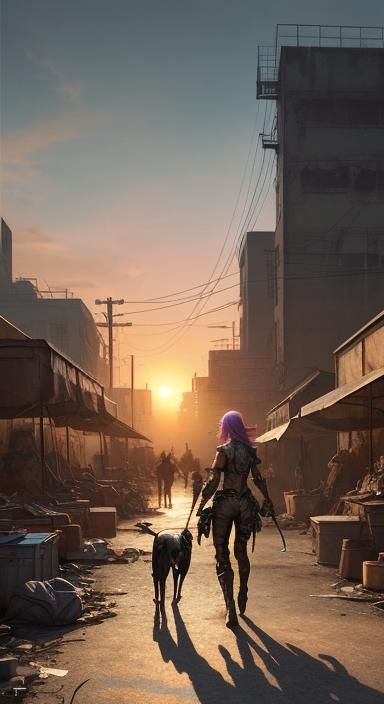 Post-Apocalyptic Sunrise Flea Market: Hyperrealistic Splash ...