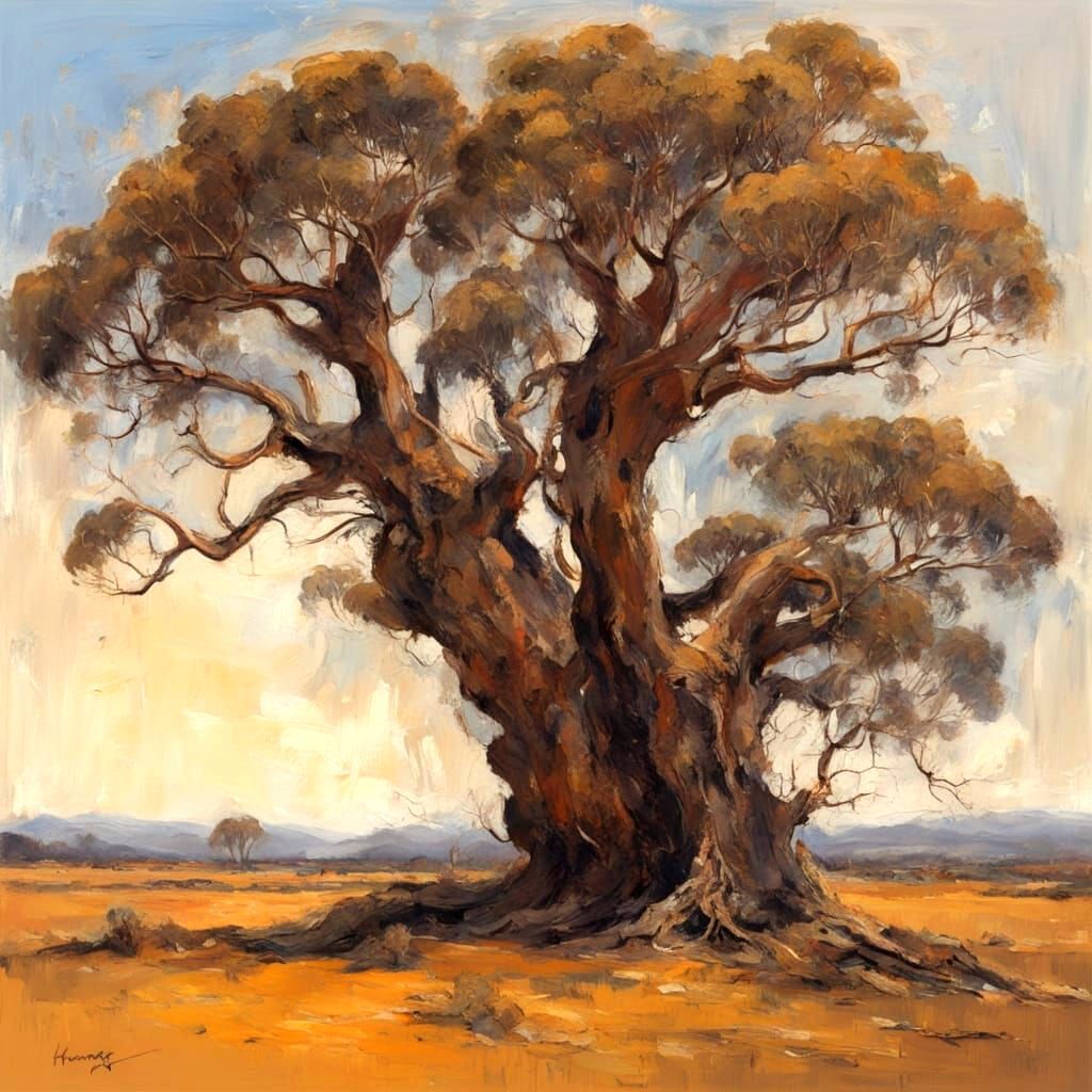 Decaying Gumtree in Australian Tonalism Style