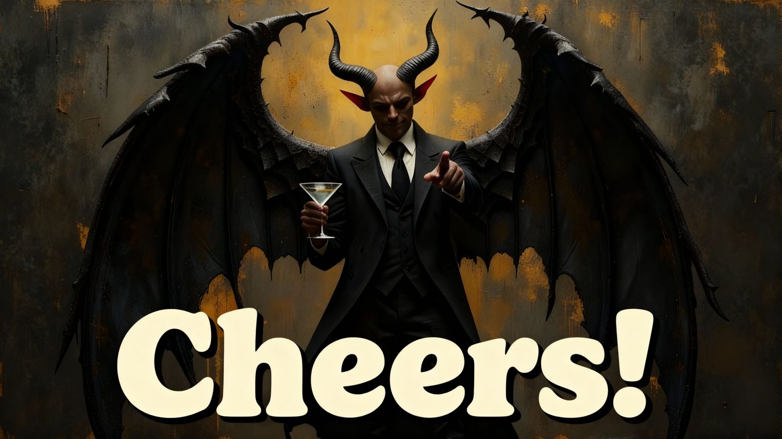 Happy Tiefling in Suit with Money Bag