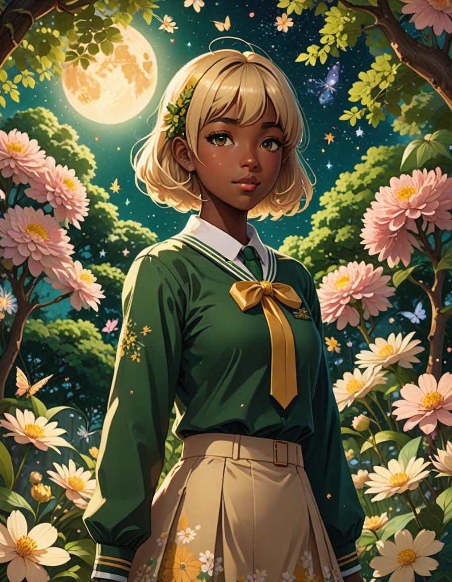 Magical Shoujo Girl in Enchanted Garden