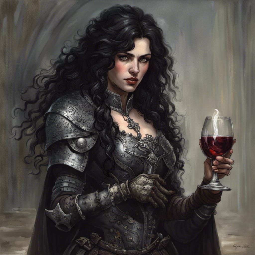 Female Countess Warrior Royal Portrait in Horror Style