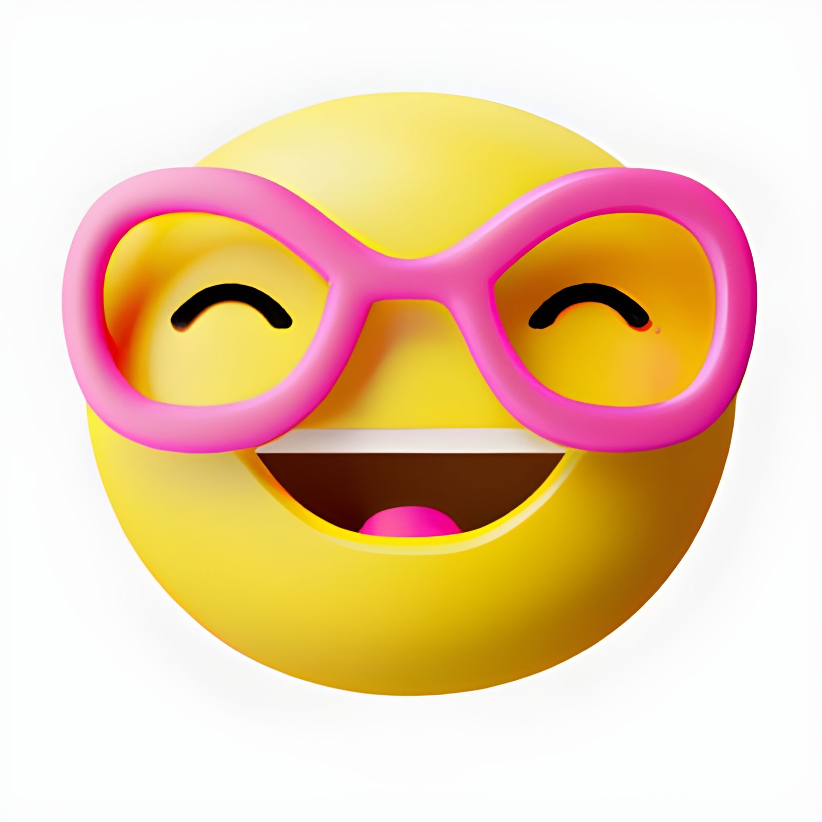 Cute Emoji with Pink Glasses in 3D Render