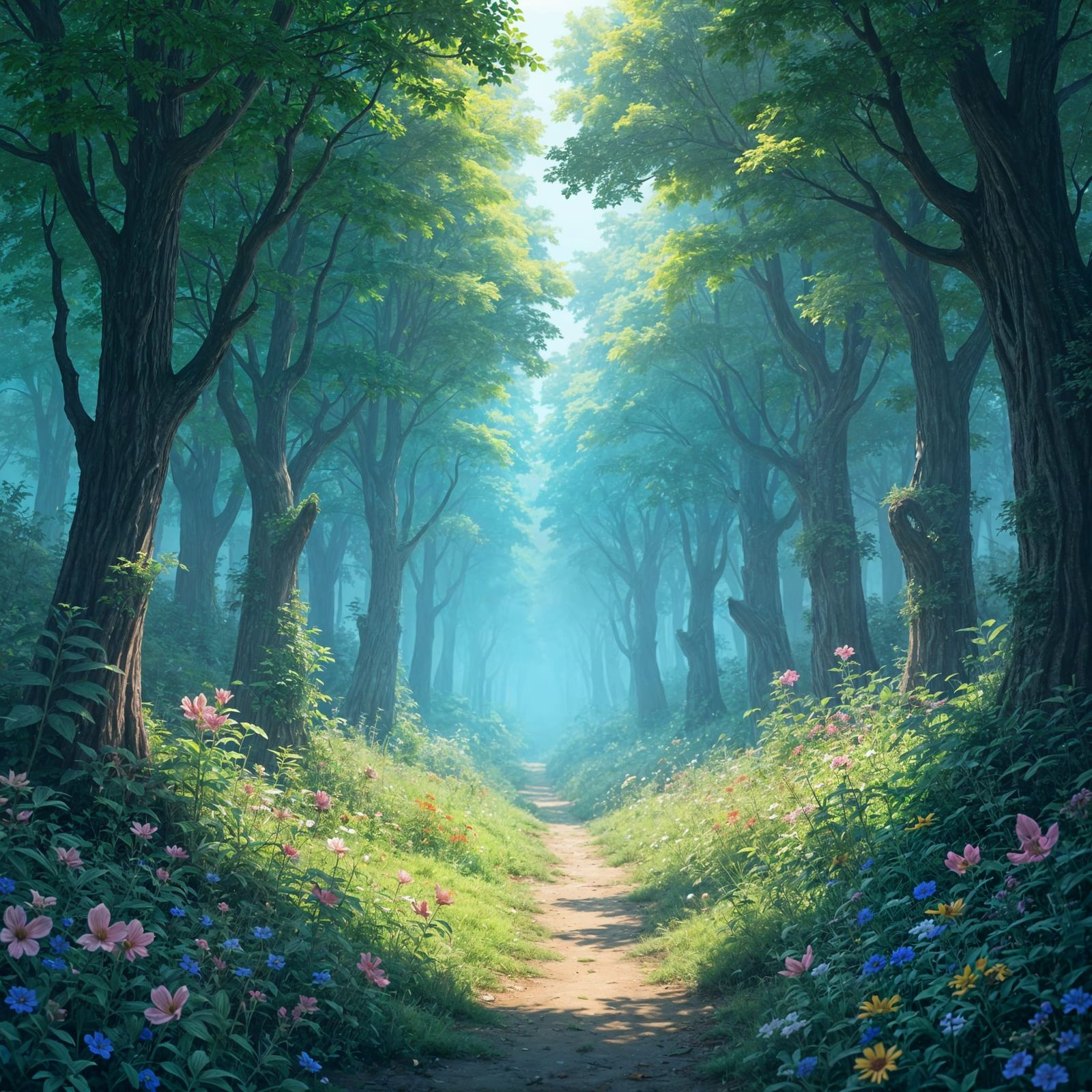 Enchanted Forest in Vibrant Anime Style