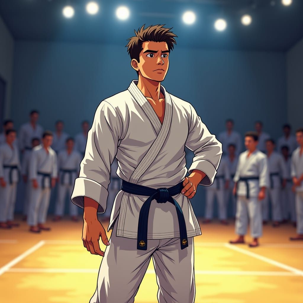 Young Judoka's First Day: Manga-Style Training