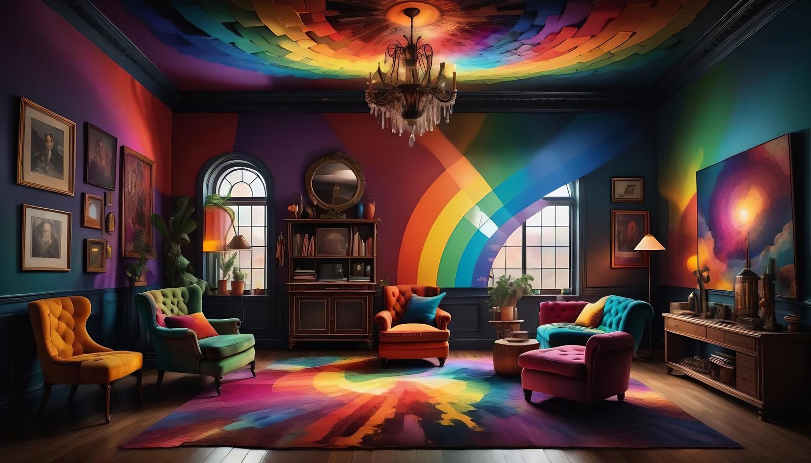 Colorful Deconstructed Rainbow Machine: Maximalist Art