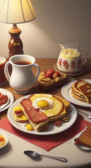 Hyperrealistic Big Breakfast Still Life Photograph