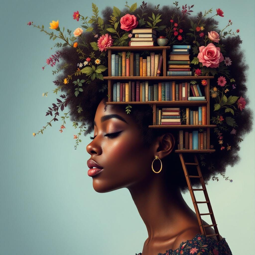 Bookshelf Afro: Portrait of Identity and Knowledge