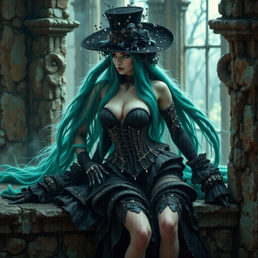 <lora:Goth Grunge Beauty:1.0> <lora:Sci-Fi Runway:1.0>