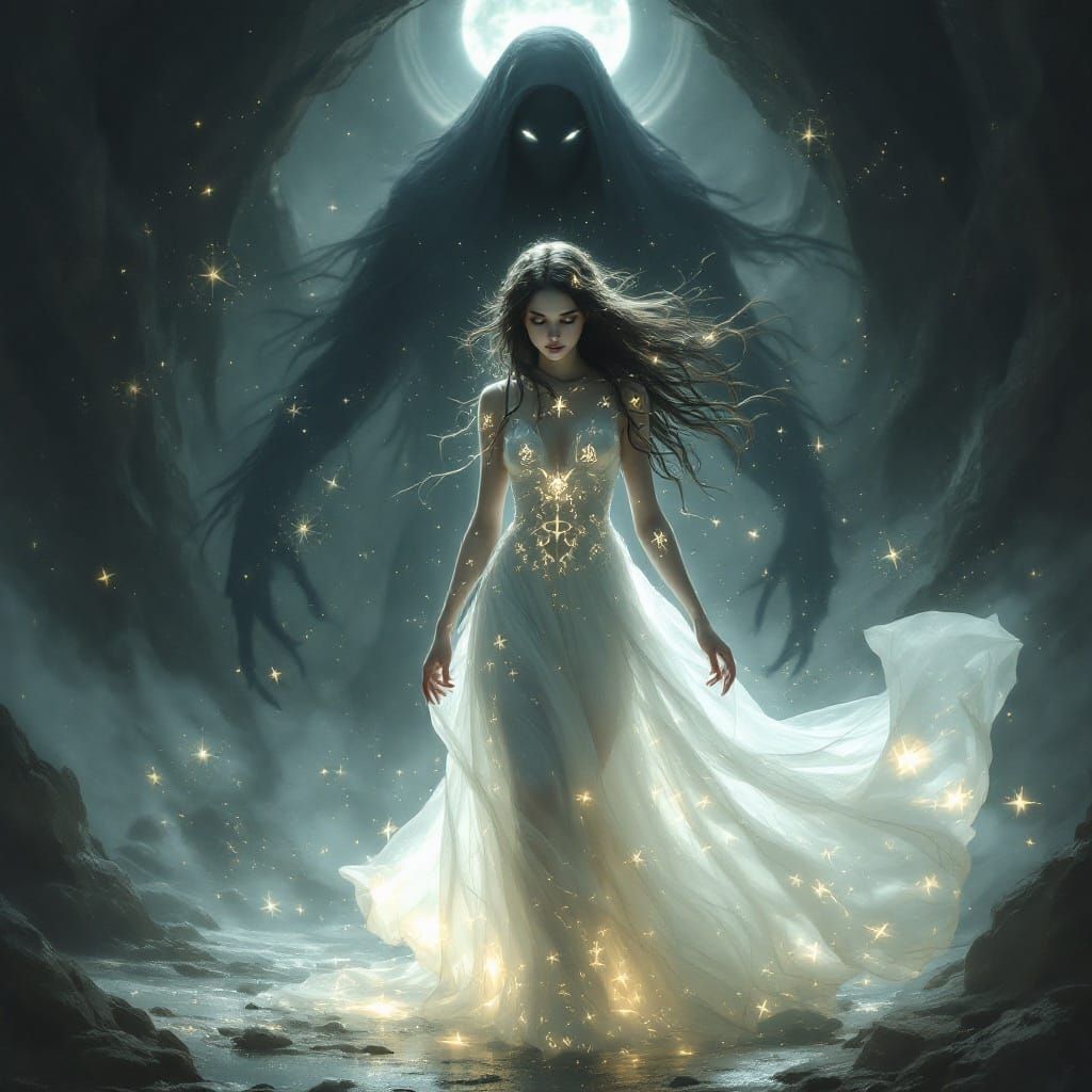 Ethereal Girl with Incubus in Dark Fantasy Style