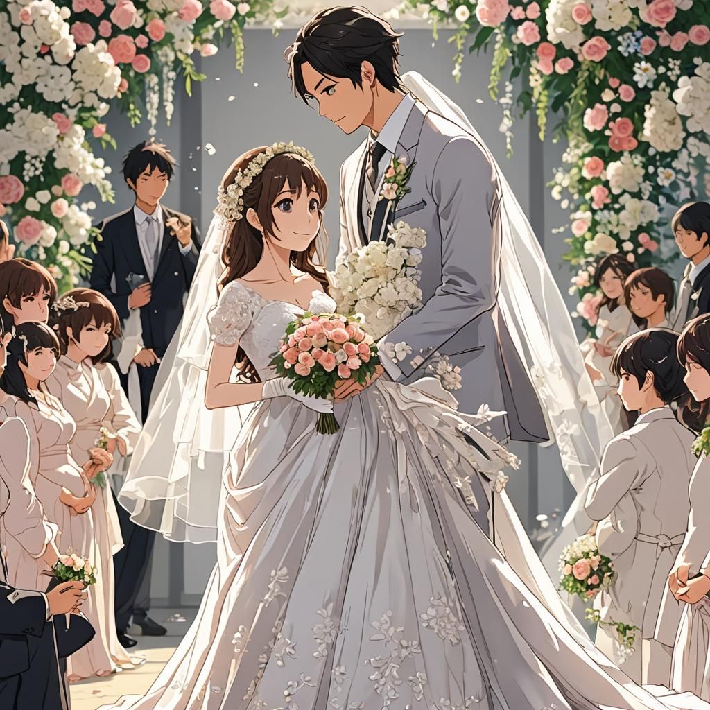 Anime Wedding with Pregnant Bride: Manga Style