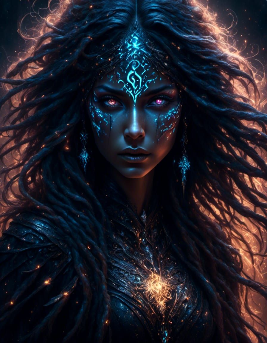 Epic Necromancer Witch with Glowing Runes