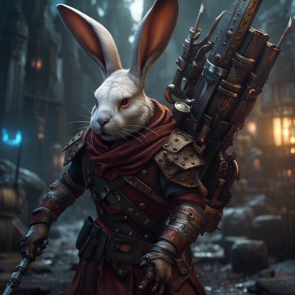 Detailed Humanoid Rabbit Rogue Concept Art