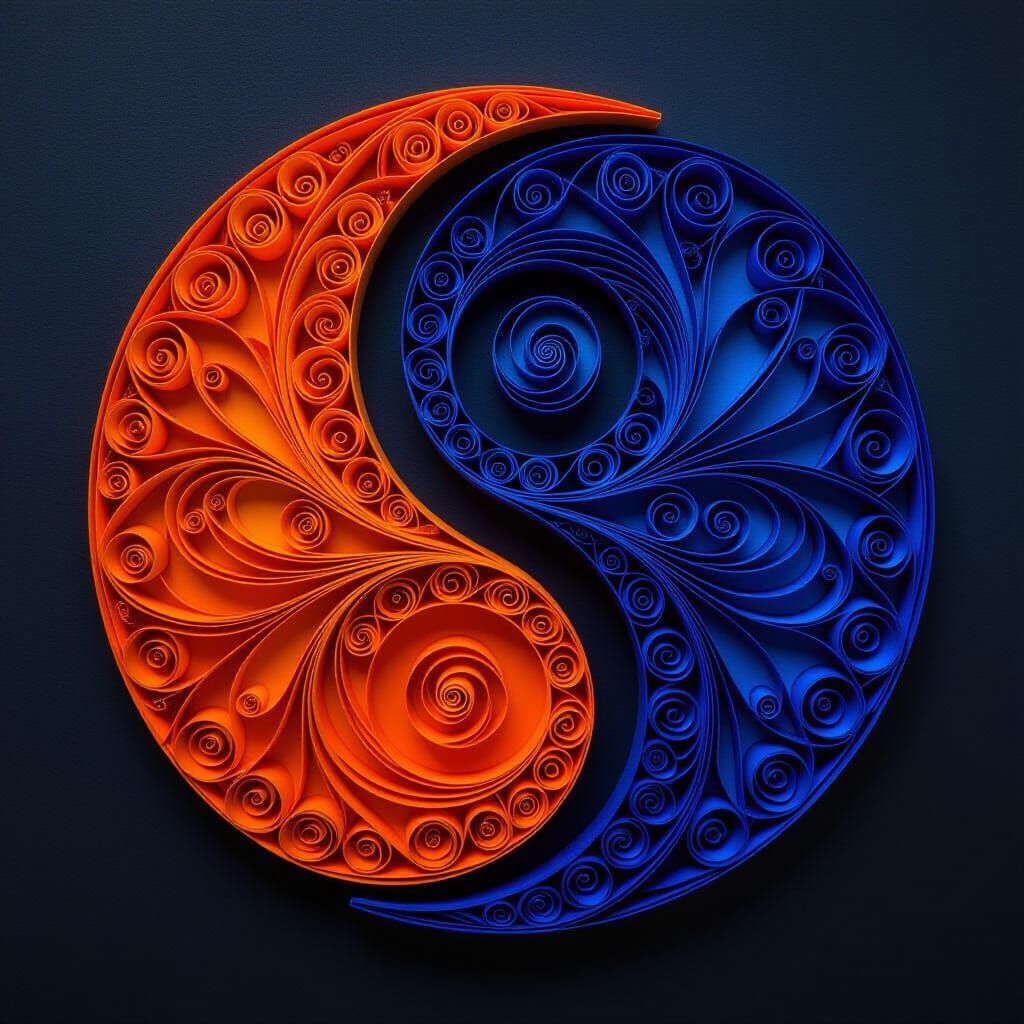 Yin and Yang Quilling Art in Giger's Biomechanical Style