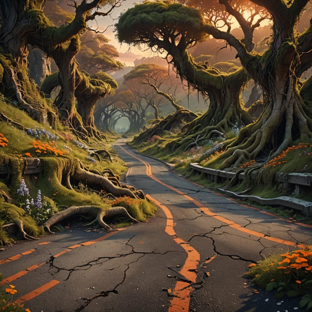 Overgrown Fantasy Landscape: Abandoned Rest Stop