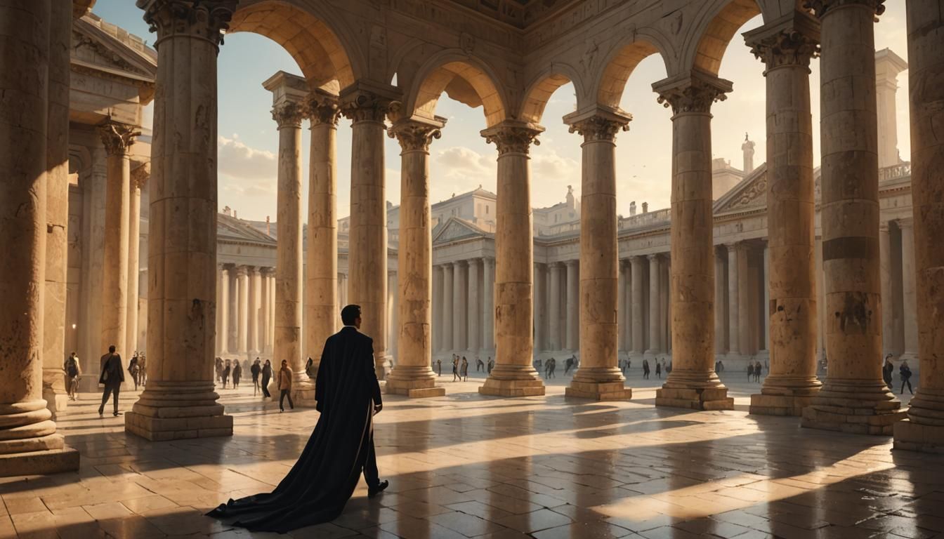 Elegant Neoclassical Scene of Love and Introspection