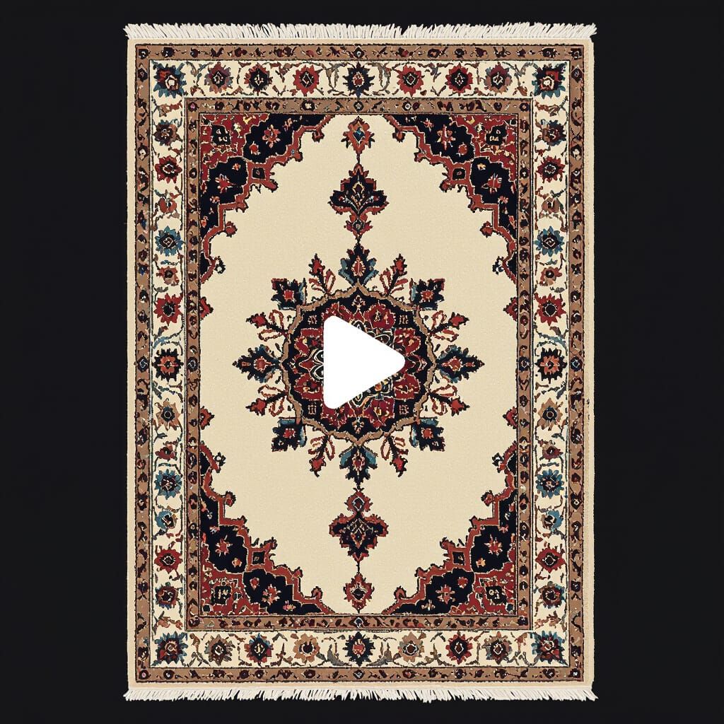 Minimalist Persian Rug with Play Symbol Poster