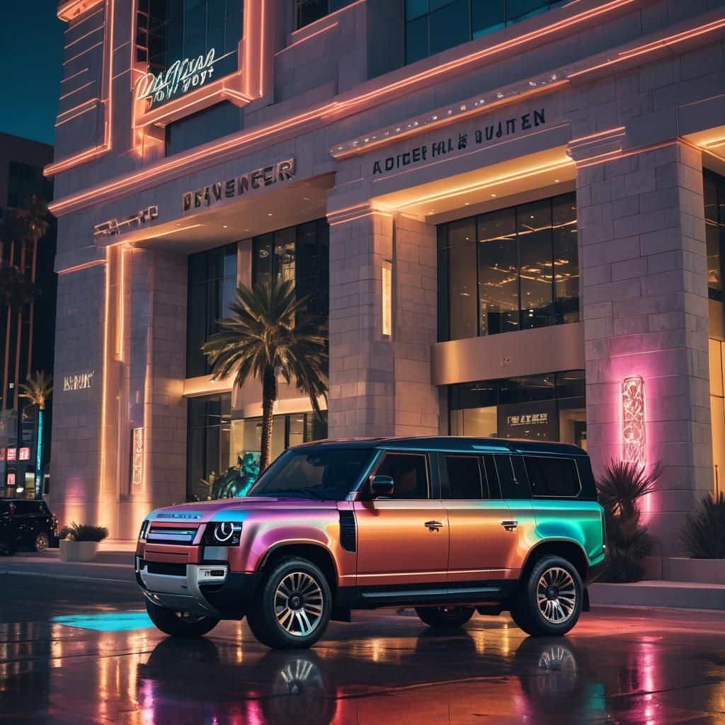 Futuristic Cars in Neon Las Vegas: Concept Art