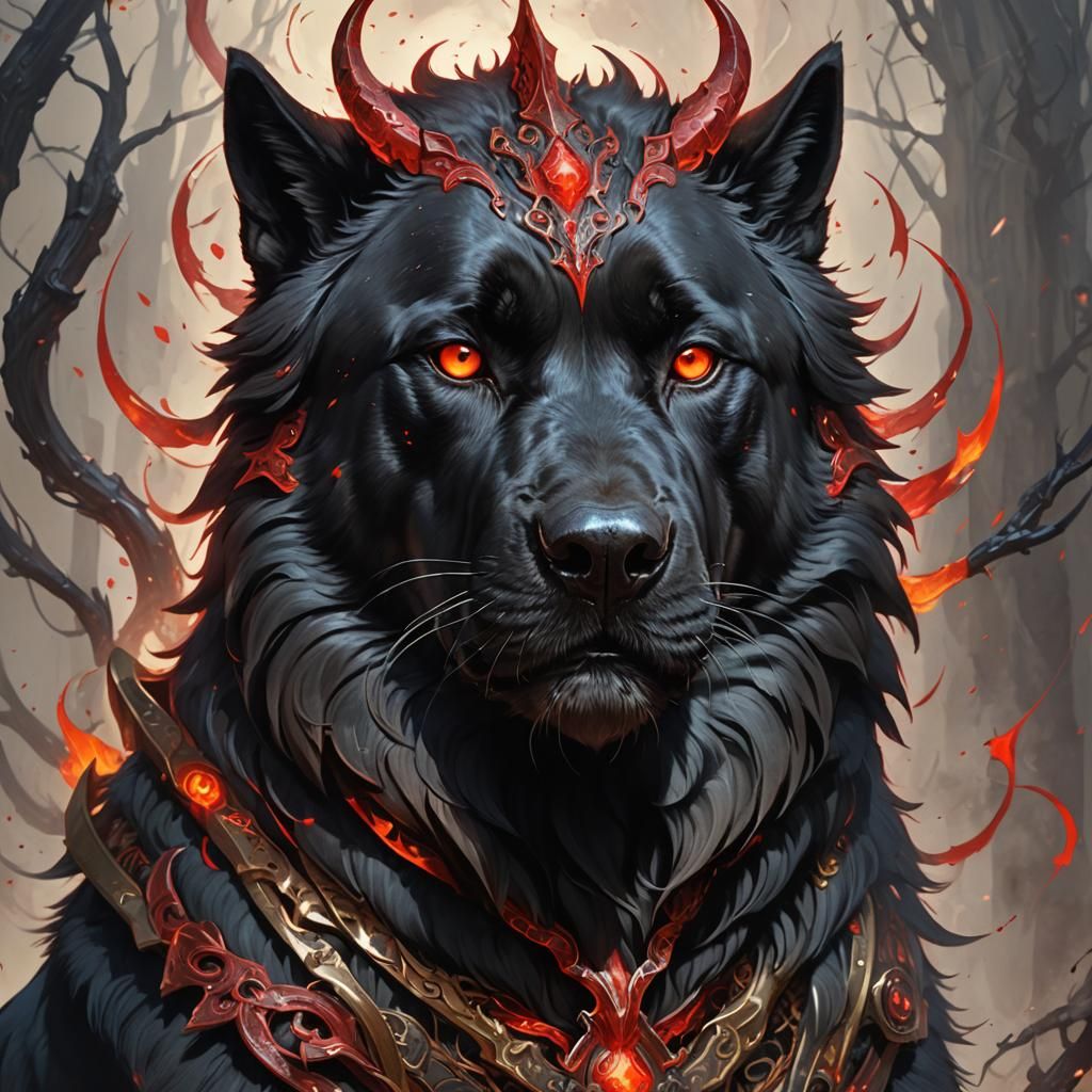 Demonic Kangal Portrait in Hyperdetailed Digital Art