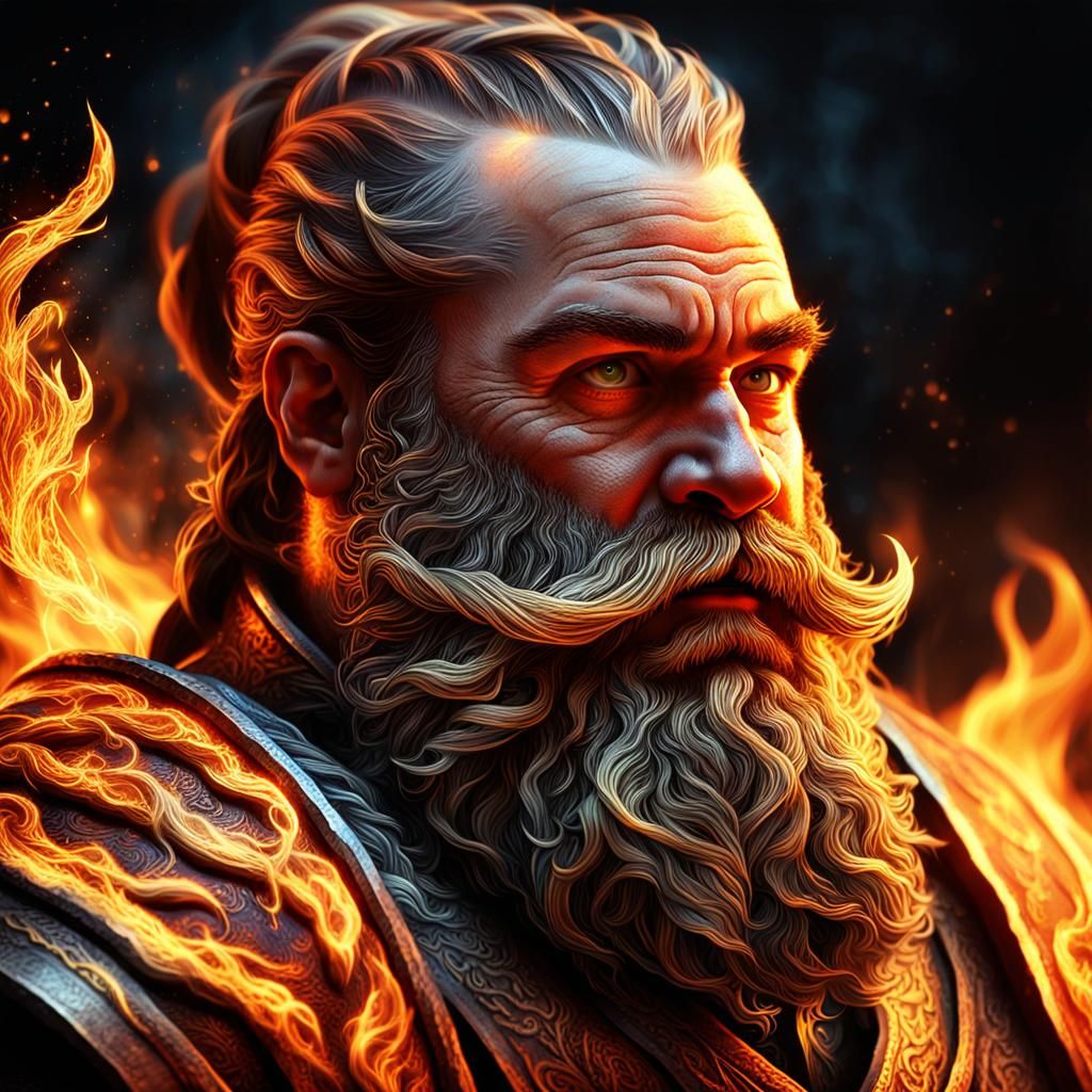 Dwarf with a Beard of Fire: Fantasy Portrait