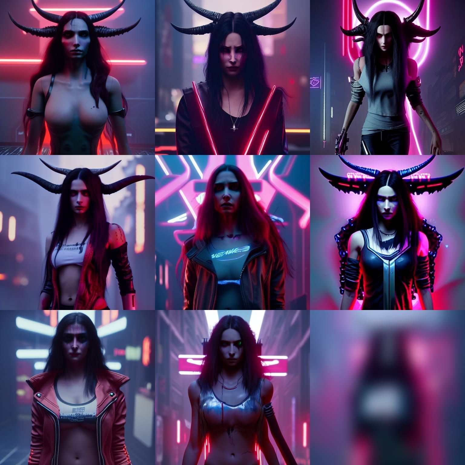 Cyberpunk Demon Woman with Neon Glow