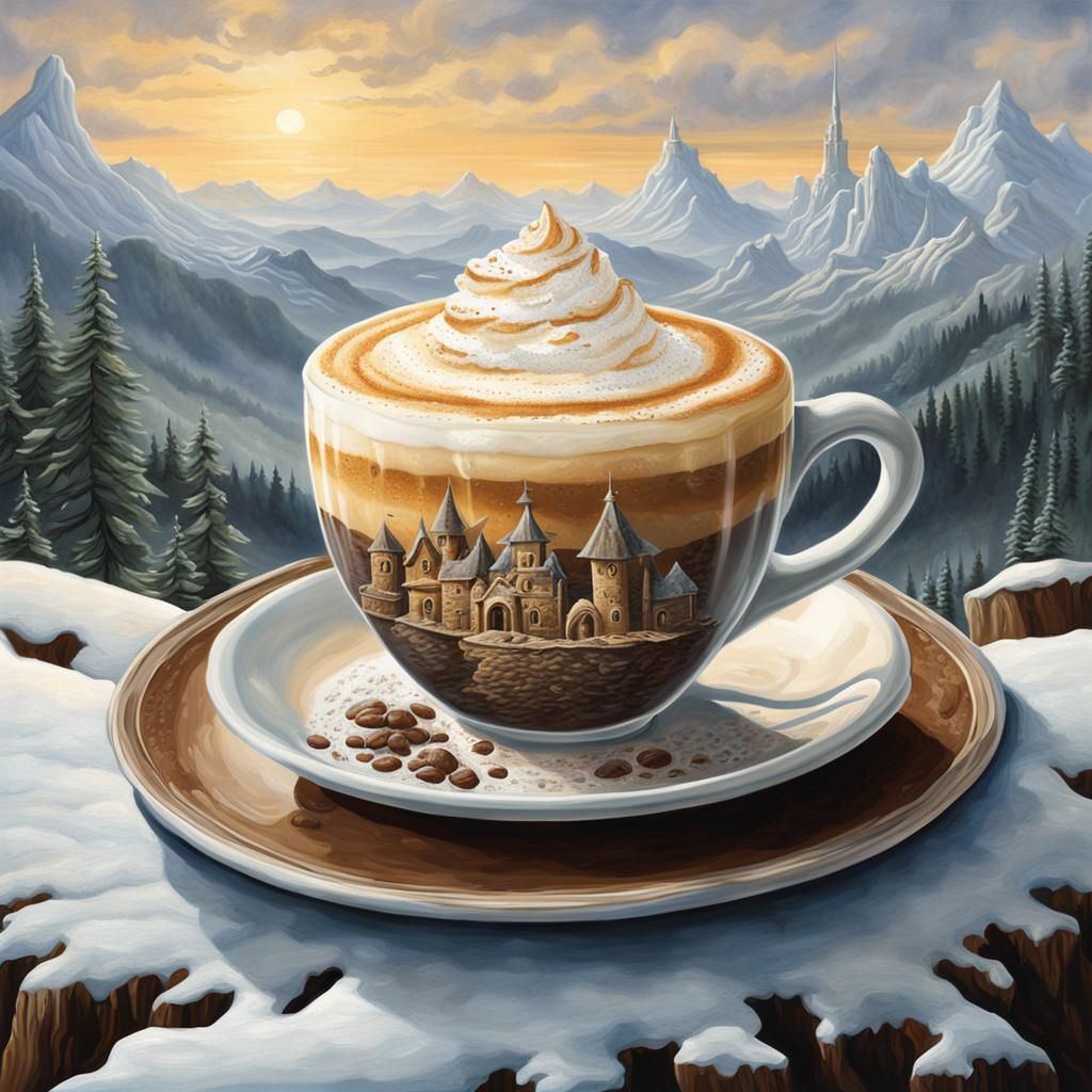 Fantasy Kingdom Cappuccino: Photorealistic Foam Art