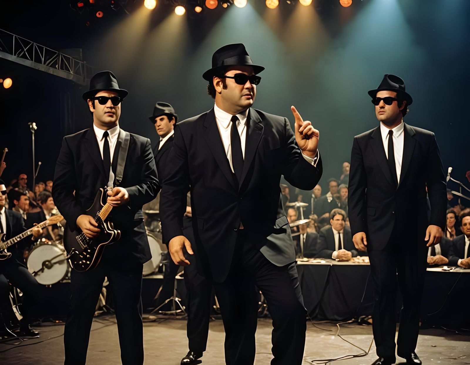 Hyperrealist Blues Brothers on Stage