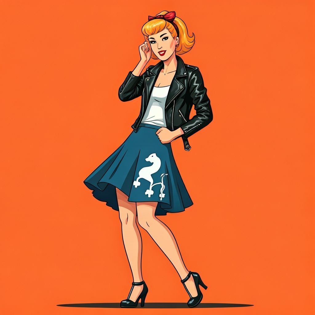 Rock and Roll Dance in 1950s Pop Art Style