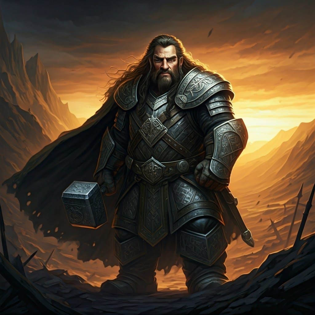 Dwarf Warrior Ready for Battle, Heroic Fantasy Art