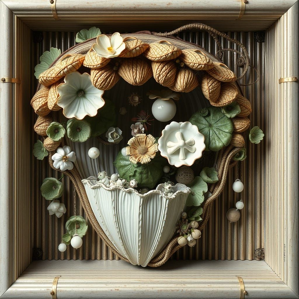 Industrial Metaphysical Cocoon in Porcelain and Brass