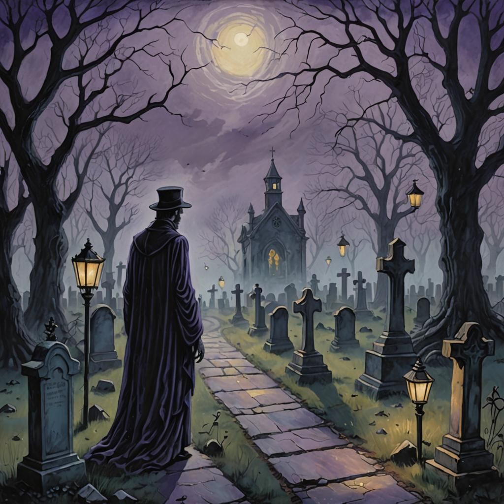 Graveyard Undead in Whimsical Dark Fantasy Style