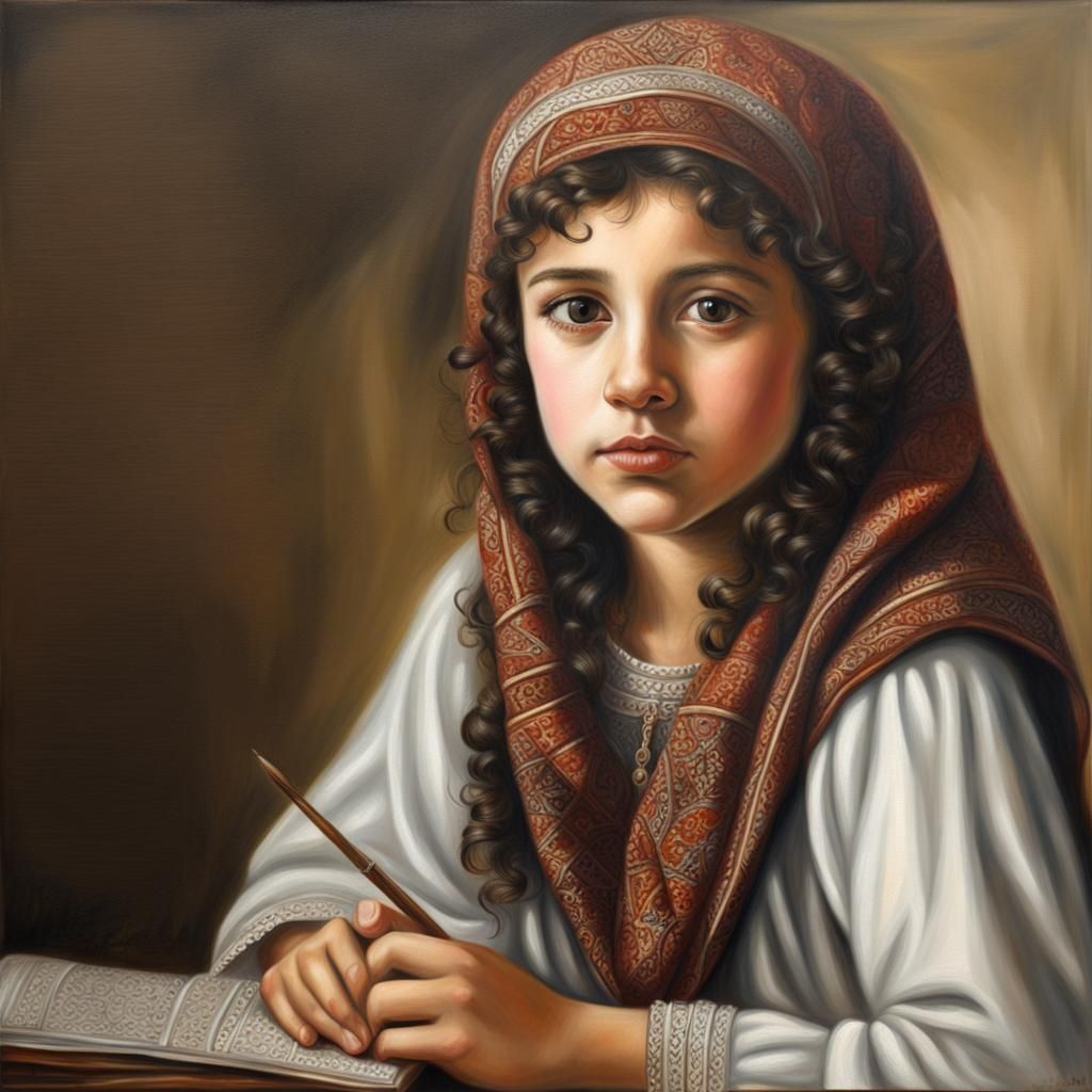 Realistic Painting of a Sephardic Jewish Girl
