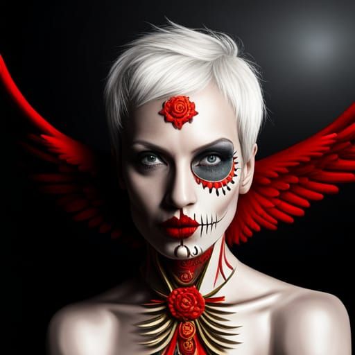 Annie Lennox Sugar Skull Angel in Candy Art Style