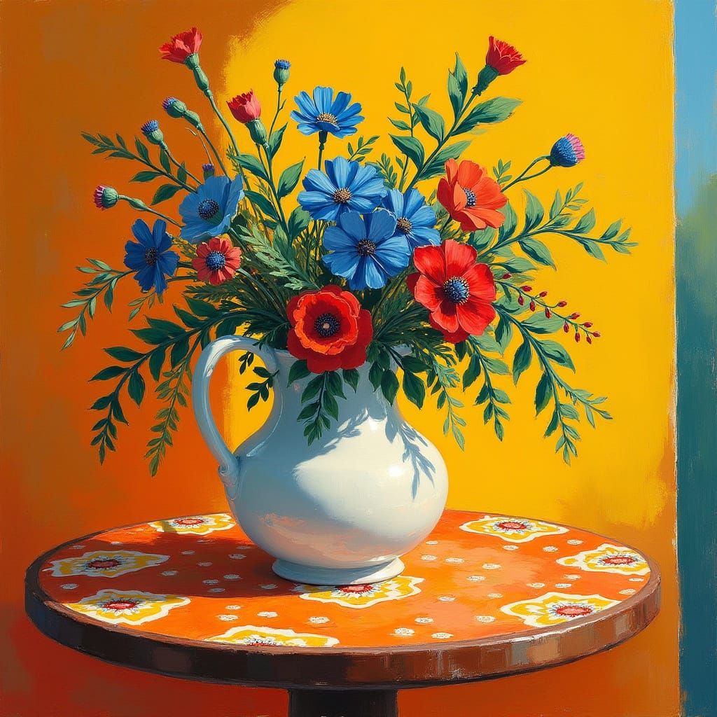 Vibrant Fauvist Table Setting in Sunlit Provençal Style