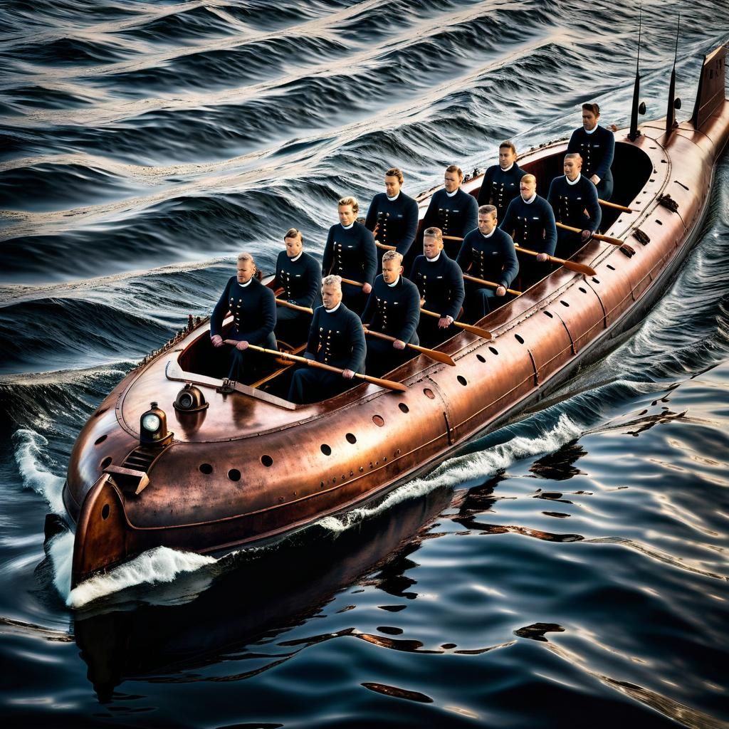 Rowing Submarine in Hyper-Realism Style
