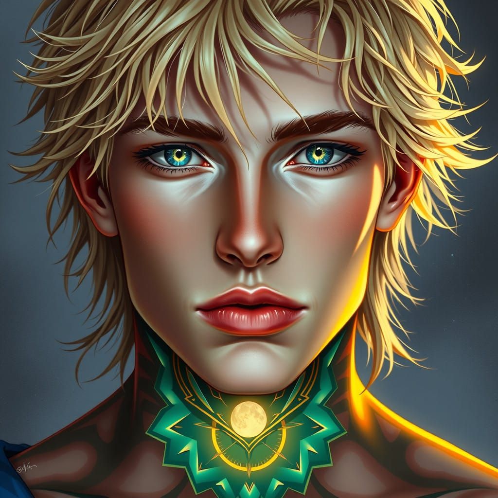 Majestic Androgynous Man with Chiseled Angular Features