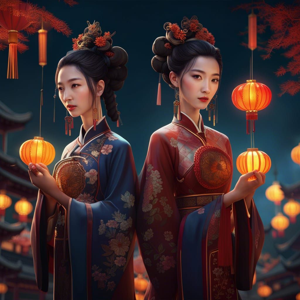 Chinese Beauty Celebrates Mid-Autumn Festival