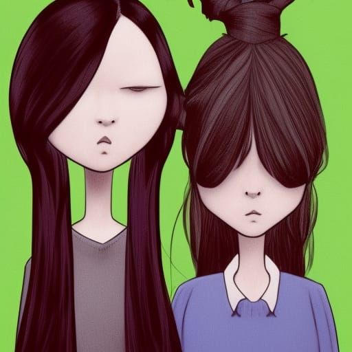 Wednesday and Enid Portrait in Art Nouveau Style