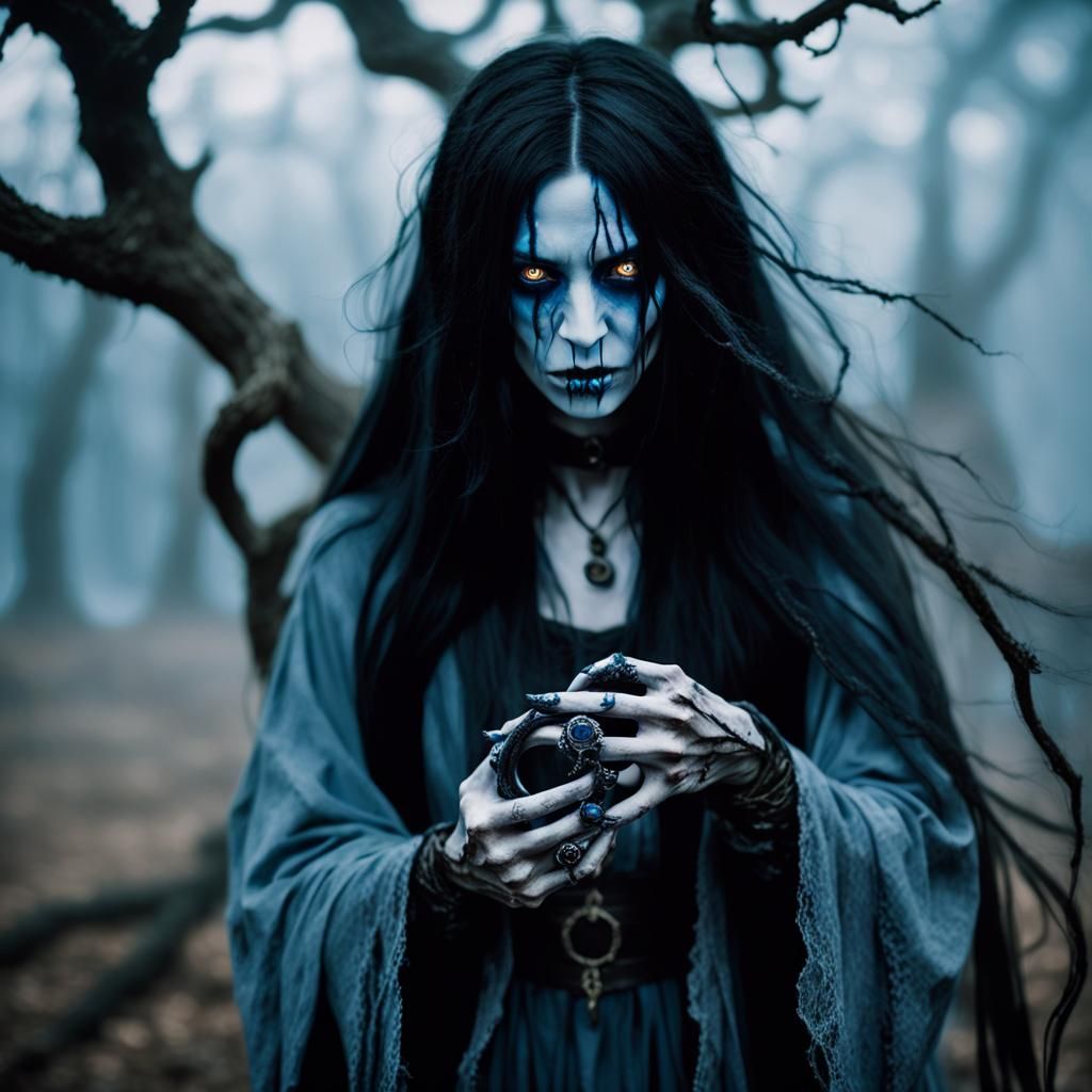 Eerie Blue-Skinned Djinn with Cursed Ring