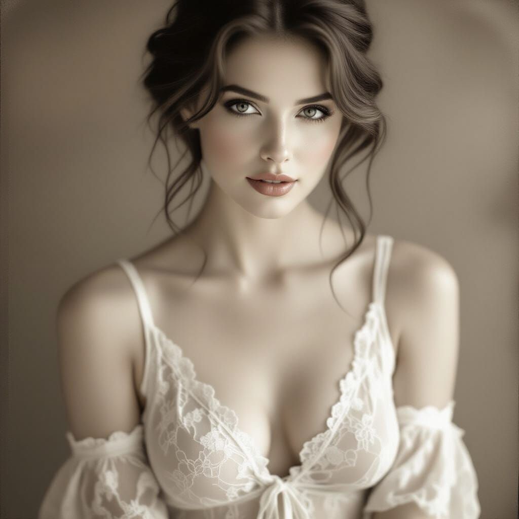 Elegant Woman in Sepia Tone Portrait