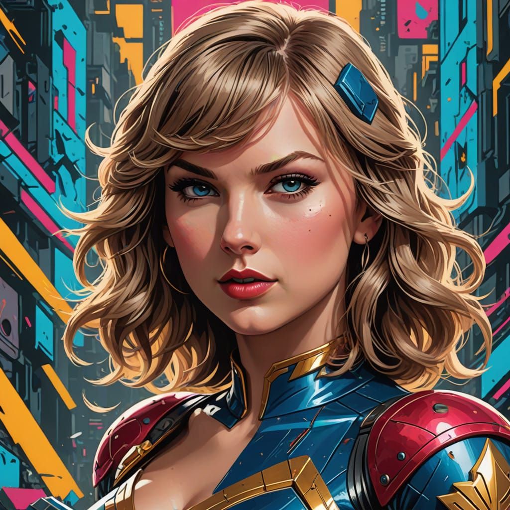 Pop Art Taylor Swift in a Vibrant Comic Book Style