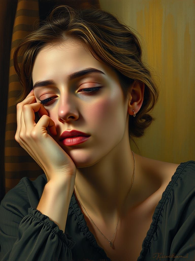 A Contemplative Woman in Soft, Warm Light